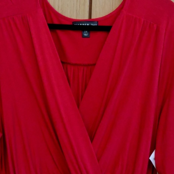NWT Harper 241 Size 2X 3/4 Sleeve Red Dress. - Picture 3 of 11